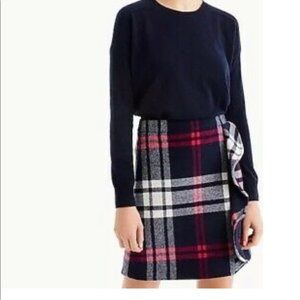 J Crew Wool Plaid Ruffle Mini Skirt